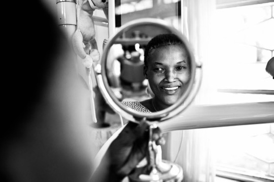 The moment of seeing herself restored